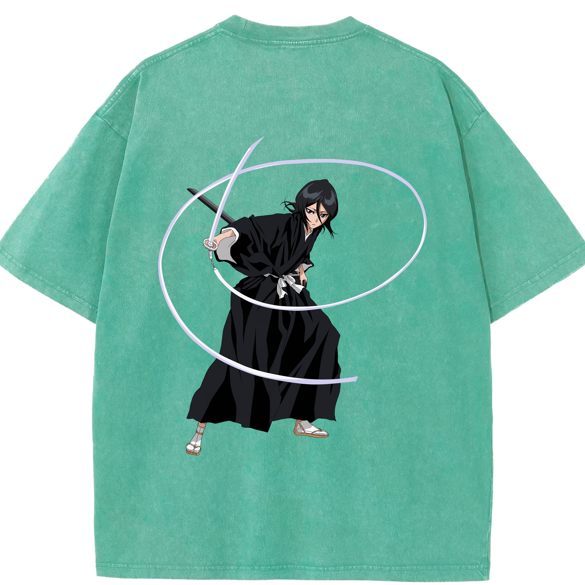 （画像用） ブリーチ 朽木ルキア BLEACH Kuchiki Rukia 綿100% ヴィンテージ風 半袖Tシャツ（背面プリント）